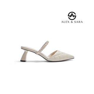  LT115 - Giày cao gót nữ Alex & Sara mũi nhọn da chần ô quai chun co giãn 