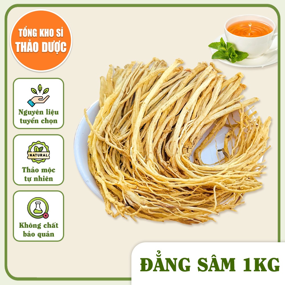 Đẳng sâm khô 1kg, đảng sâm, sợi vàng, to, thơm, dùng pha trà, hầm canh, tốt cho sức khỏe
