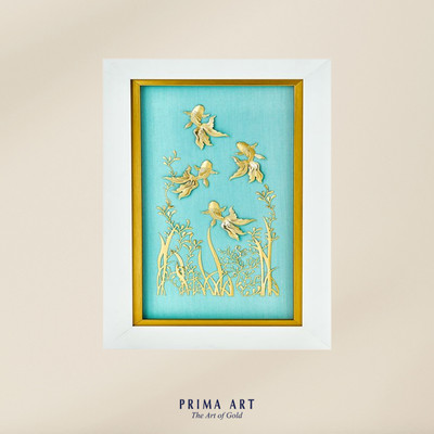 Tranh treo tường Mỹ Nghệ Phủ  Vàng 24K PRIMA ART - Kim Ngư Thịnh Vượng - Size 25x40 cm - CGS-0644-81