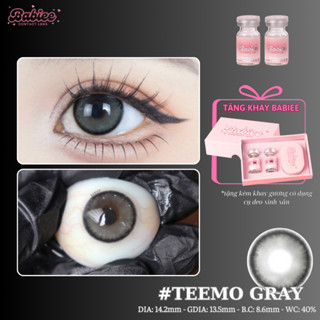 Lens mắt Teemo Gray màu xám có viền tự nhiên - size to, thương hiệu Babiee Hàn Quốc, hsd 12 tháng