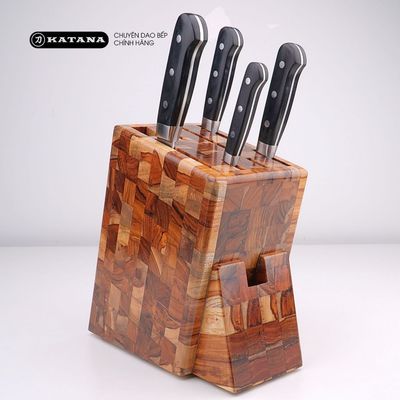 Hộp đựng dao bằng gỗ Teak thương hiệu KATANA màu tự nhiên - DD02