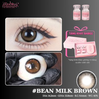  Lens mắt Bean Milk Brown màu nâu viền nhám bản lớn - size to thương hiệu Babiee hsd 12 tháng 