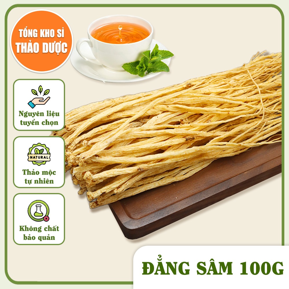 Đẳng sâm khô 100g, đảng sâm, sợi vàng, to, thơm, dùng pha trà, hầm canh, tốt cho sức khỏe