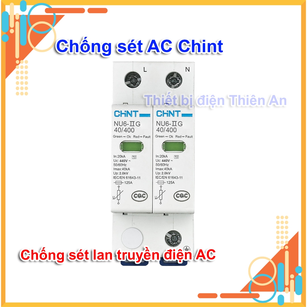 Chống sét lan truyền AC CHINT 2P 385V NU6-IIG 40/385