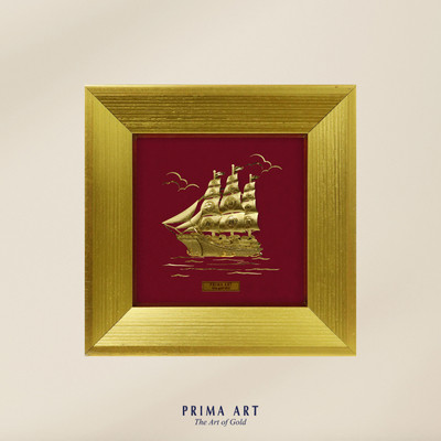 Tranh treo tường Mỹ Nghệ Phủ Vàng 24K PRIMA ART - Thuận Buồm Xuôi Gió - Size 18x18 cm - CGS-0732-03