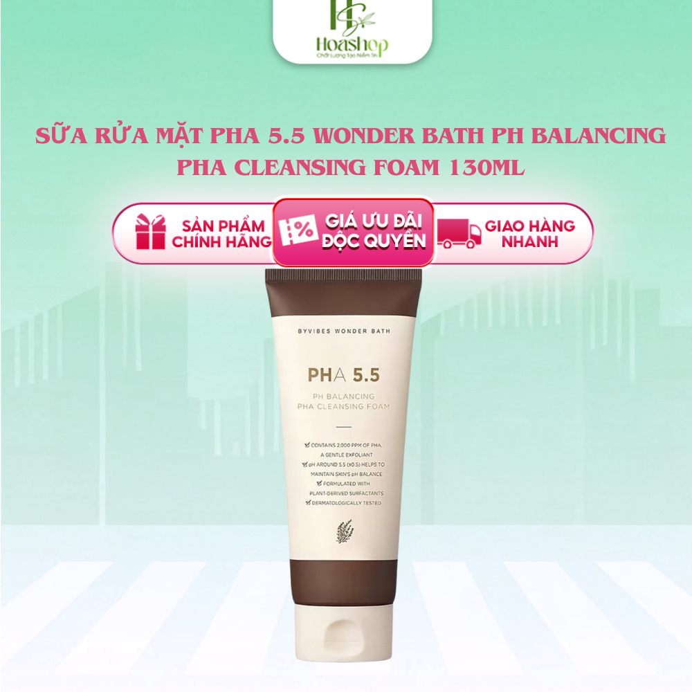 Sữa Rửa Mặt PHA 5.5 Wonder Bath PH Balancing PHA Cleansing Foam 130ml
