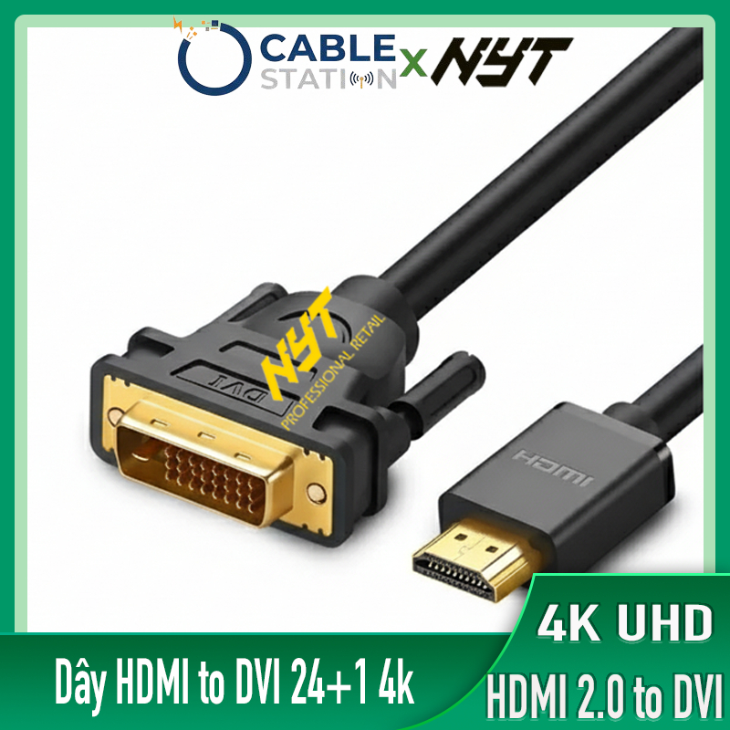 Dây Cáp HDMI 2.0 to DVI 24+1 Cáp HDMI to DVI 4K UHD | Cable station