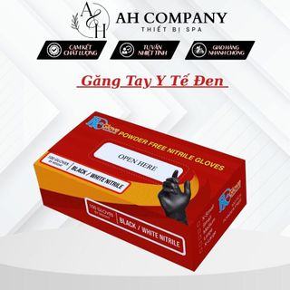  Găng tay y tế đen Bao tay cao su không bột màu trắng đen khó rách siêu dai sử dụng tiện lợi 