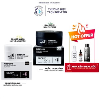 Sáp vuốt tóc nam Cinplus Clay Wax Sicily 1504 Left màu trắng , Right đen 100gr chính hãng CIN PLUS