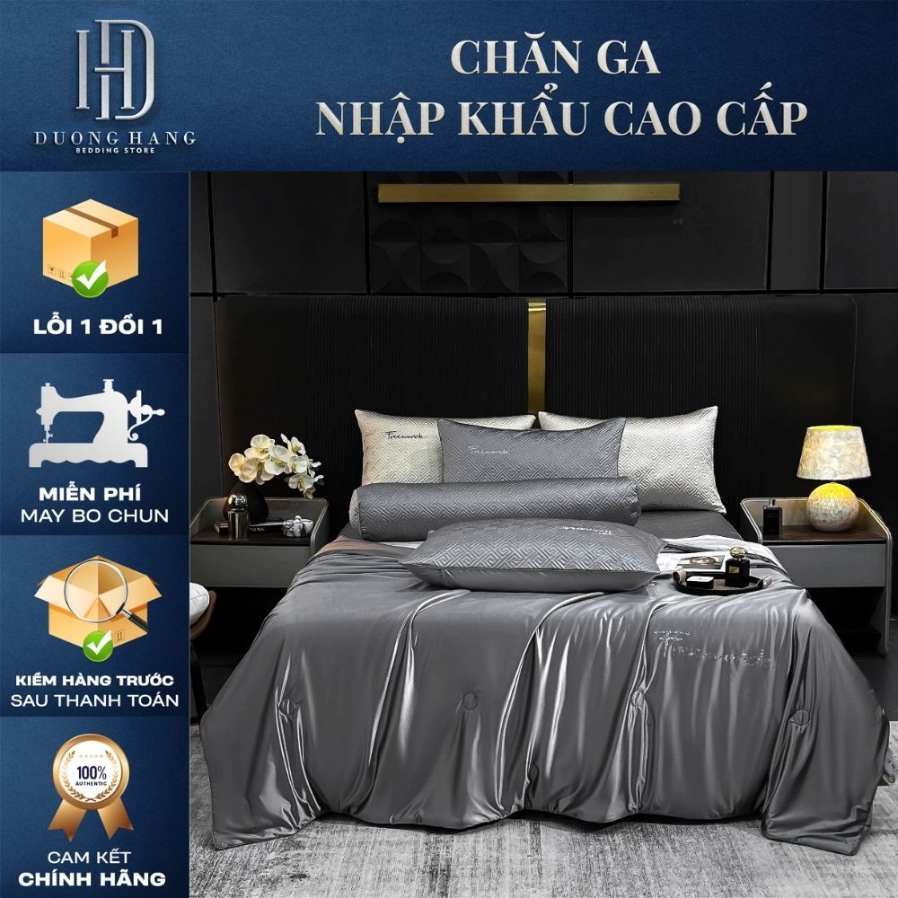 [Set 5 món] Chăn Ga Gối LỤA TƠ LẠNH FREEMONDE Cao Cấp DH Bedding Store