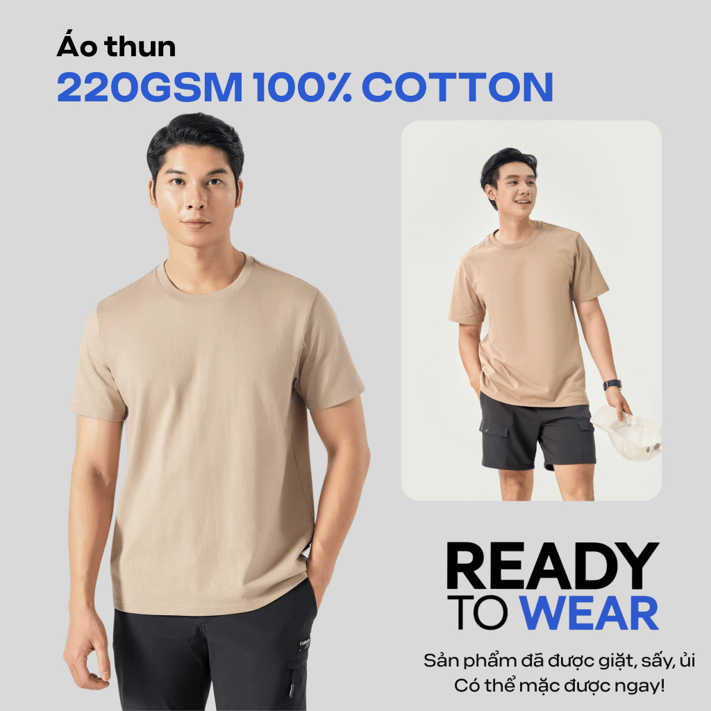 Áo thun nam TShirt Basic Cotton 100% 220gsm mềm mại chất mát lạnh thoáng khí, co giãn thoải mái Coolmate | BigBuy360 - bigbuy360.vn