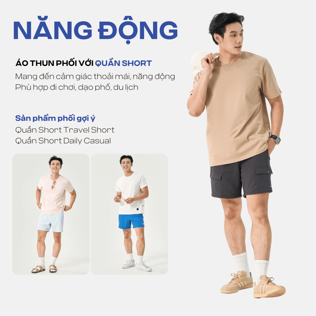 Áo thun nam TShirt Basic Cotton 100% 220gsm mềm mại chất mát lạnh thoáng khí, co giãn thoải mái Coolmate | BigBuy360 - bigbuy360.vn