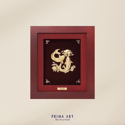 Tranh treo tường Mỹ Nghệ Phủ Vàng 24K PRIMA ART - Cá Chép Ngậm  - Size 20x18 cm - CGS-0447-04