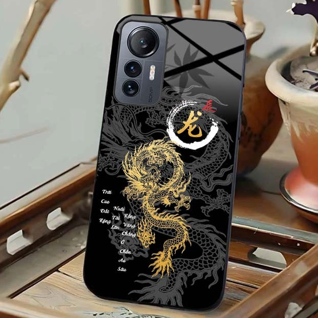 Ốp Lưng Cho XIAOMI MI 12, MI 12X, MI 12 PRO Mặt Lưng Kính Cường Lực 12 Con Giáp Thư Pháp