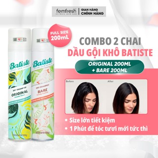   COMBO 2  Dầu gội khô Batiste 200ml giúp giảm bã nhờn bết làm phồng tóc tức thì  Original + Bare  