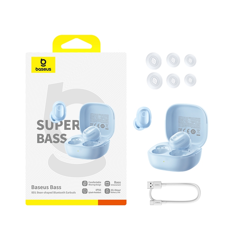 Tai nghe không dây Baseus BD1 TWS True Wireless Super Bass P55 chống nước, tai nghe nhét tai mini & di động, vừa vặn | BigBuy360 - bigbuy360.vn