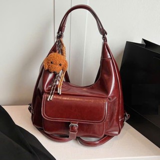  Túi xách nữ da PU bóng đeo vai Túi tote đeo chéo đeo balo phong cách Hàn Quốc kèm gấu bông dễ thương - TXN172 