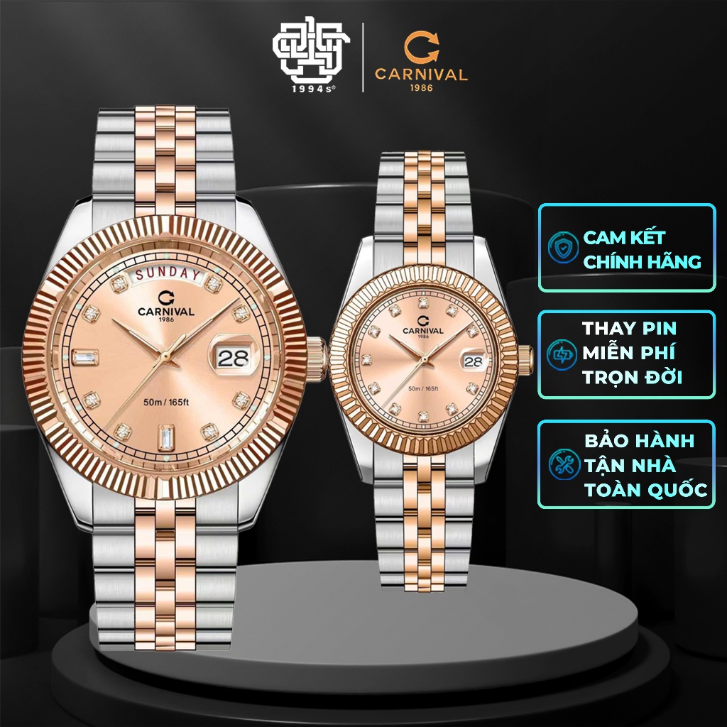 Đồng Hồ Cặp CARNIVAL 8190G-CH-NN & 8131L-CH-NN Hàng Chính Hãng