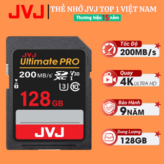Thẻ Nhớ SD 128GB JVJ Ultimate Pro Chuẩn V30 U3 Class 10 - Chuyên Dụng Thẻ nhớ Máy Ảnh, Máy Quay 4K Full HD - BH 9 năm