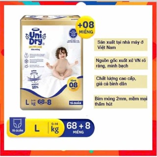   TẶNG 8 MIẾNG  Bỉm Quần Unidry Siêu Mỏng Cộng Miếng 2mm Cao Cấp M L XL XXL XXXL Cho bé 