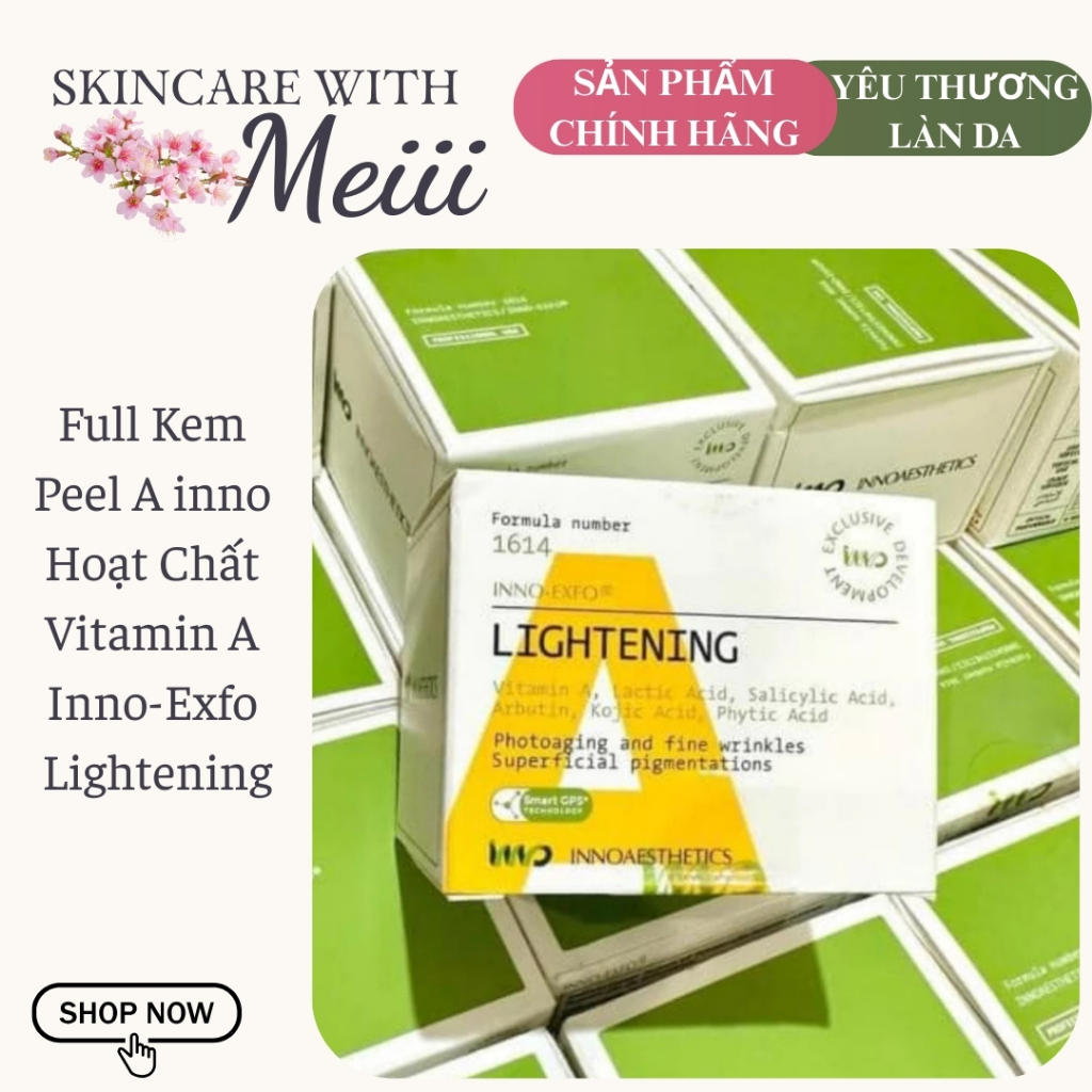 [ Tặng chổi peel] Full Kem Peel A inno Hoạt Chất Vitamin A Inno-Exfo Lightening