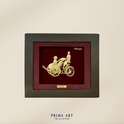 Tranh treo tường Mỹ Nghệ Phủ Vàng 24K PRIMA ART - Cô Gái Và Xích Lô - Size 18x20 cm - CGS-0447-06