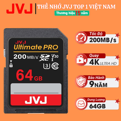 Thẻ Nhớ SD 64Gb JVJ Ultimate Pro U3 - Chuyên Dụng Cho Máy Ảnh, Đầu Đọc Máy Tính, Điện Thoại,...Bảo Hành 9 Năm
