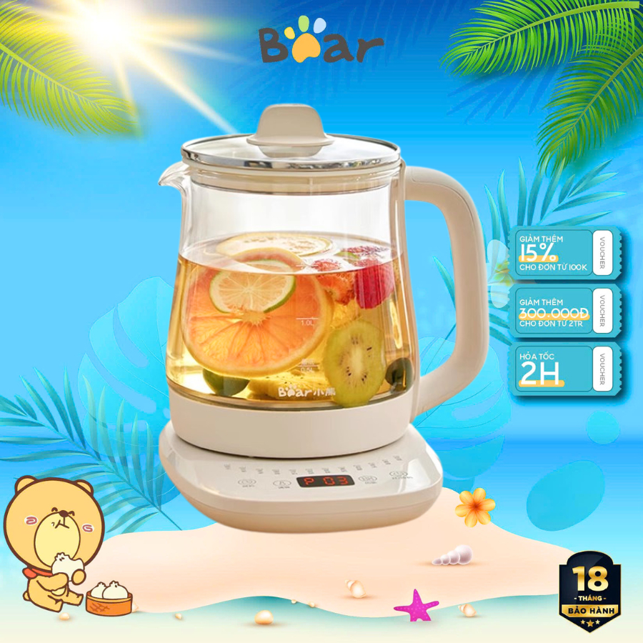 Máy Pha Trà Đa Năng 1.5L Bear YSH-J15Z7, Đun Nước Sôi, 12 Chế Độ Nấu, Giữ Ấm -Bảo Hành 18 Tháng