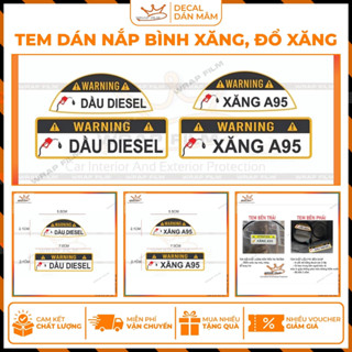  Tem dán nắp bình xăng cảnh báo đổ xăng A95 hoặc dầu Diesel cho xe ôtô 