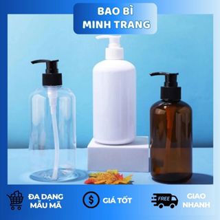 Chai Nhựa PET Vòi Nhấn 300ml–500ml | Chai Rỗng Đựng Dầu Gội, Sữa Tắm, Gel Rửa Tay