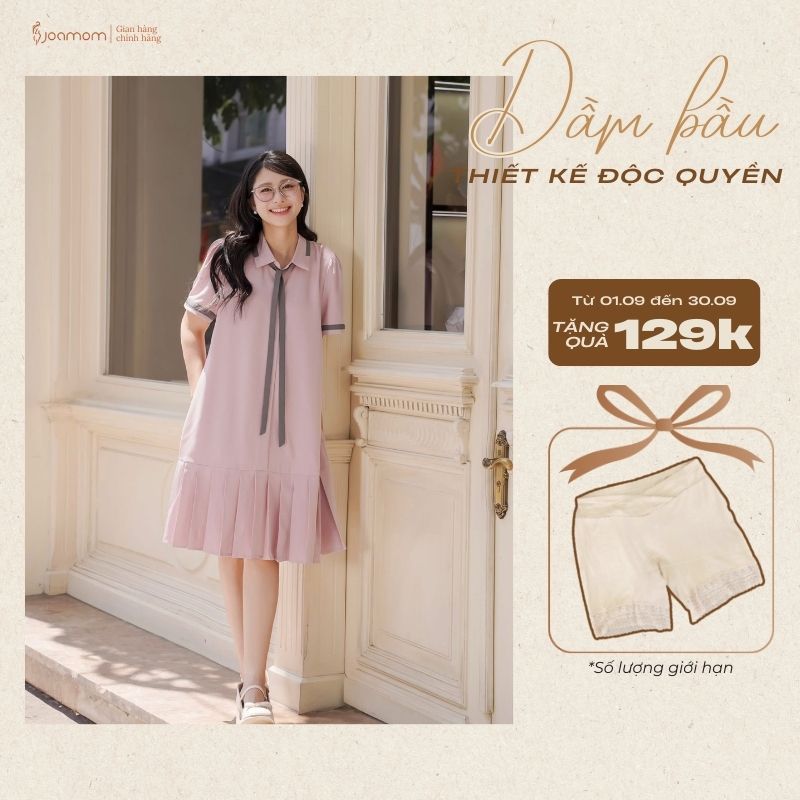[YT NHẤT] Váy Đầm Bầu Joamom Thiết Kế Tôn Dáng Không Lộ Bụng Chất Vải Mịn Mát Không Nhăn - JTVB139