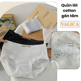 Quần lót nữ cotton gân tăm mỏng nhẹ - Quần lót cạp vừa, viền chữ cá tính, đáy may 2 lớp VALICA LY08
