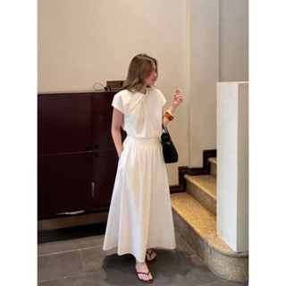  AO'EM STUDIOS | NOMI SKIRT -  QUÀ TẶNG KÈM - SCRUNCHIE CÙNG MÀU  Chân Váy Dài Trắng Basic Chất liệu Cotton Modal 