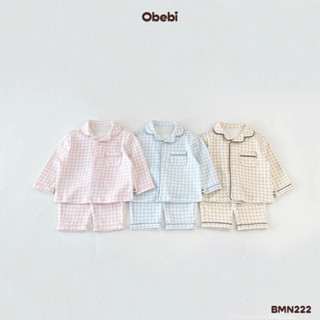 Bộ Mặc Nhà Pijama Kẻ Obebi Thời Trang Thu Đông Cho Bé Trai Bé Gái từ 8kg - 19kg BMN222 