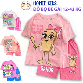 Đồ lửng bé gái size đại 12-42 kg set bộ quần ngố phối áo thun cotton cộc tay in hoạt hình công chúa kuromi Homie Kids