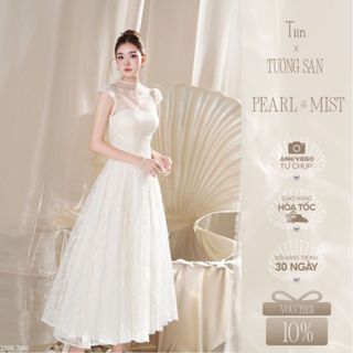 TIINSTORE x TƯỜNG SAN Váy đầm ren kim sa dự tiệc thiết kế cổ tiểu thư sang chảnh VHN.2508.260
