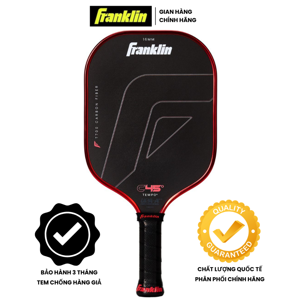 [FRANKLIN CHÍNH HÃNG] Vợt Pickleball Franklin C45 Tempo. Chuyên Lối Đánh Nhanh + 3 Bóng Thi Đấu