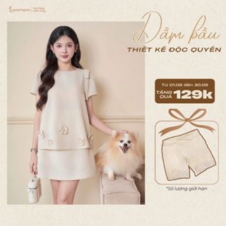 [NEW THÁNG 8] Sét Váy Bầu Joamom Dáng Suông Đính Hoa & Chân Váy A Có Lót Quần Thiết Kế Độc Quyền JTVB165