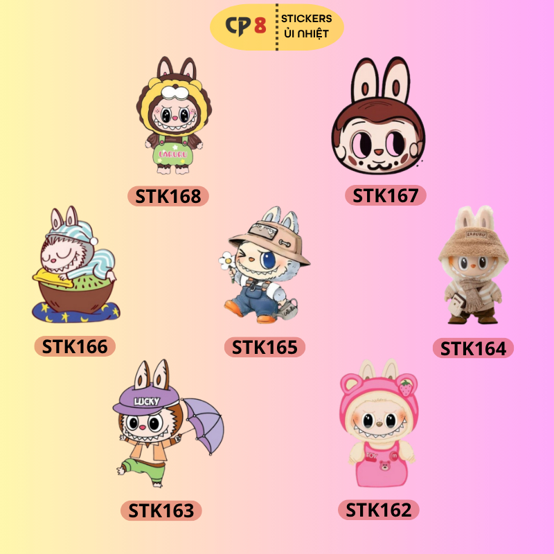 Bộ Hình In, Ủi Nhiệt Sticker Labubu 01 - CP8 PET Sticker