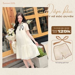 [HOT 2025] Váy Đầm Bầu Tơ Joamom Thiết Kế Đuôi Cá Cổ Nơ Thủy Thủ - JVB012