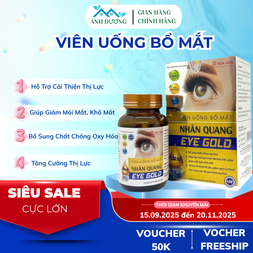 Viên uống bổ mắt chăm sóc mắt nhãn quang EYE GOLD sản phẩm chính hãng