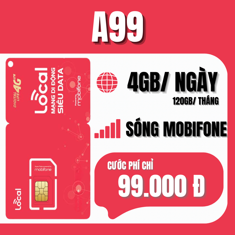 [ FREE THÁNG ĐẦU ] Sim Mobi 4G Local A99P Ưu Đãi 4Gb/Ngày (120Gb/Tháng) Nghe Gọi Miễn Phí 500p/Tháng