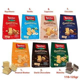  Bánh xốp Loacker Quadratini nhập khẩu Ý nhiều vị 125g 110g   socola đắng,vani hạt dẻ,tiramisu ,matcha trà xanh 