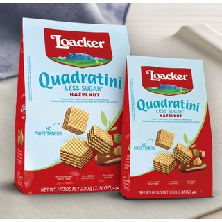  Bánh xốp Loacker Quadratini nhập khẩu Ý ít đường ăn kiêng nhiều vị 110g less sugar  hazelnut và chocolate socola 