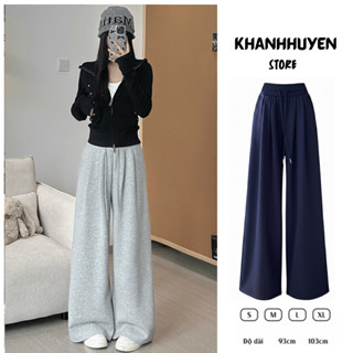  Quần ống suông chất nỉ cao cấp KH-202  Quần ống rộng cạp bản to lưng cao cực tôn dáng 