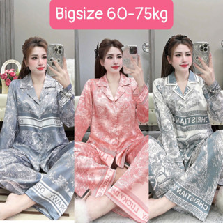 [Form To 62-75Kg BIG SIZE] Bộ Ngủ Nữ Lụa Latin Cỡ Lớn Bigsize Pyjama 60-75kg Vải Mềm Mịn Quần Có Túi