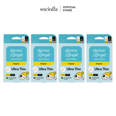 Combo 4 Miếng Dán Mụn Hút Mụn Mủ, Gom Cồi Dùng Ngày & Đêm Derma Angel Mix 18 pcs