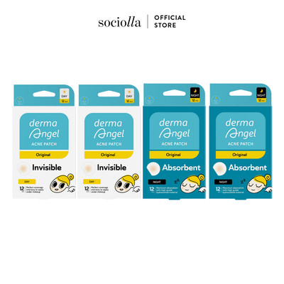 Combo 4 Miếng Dán Mụn Hút Mụn Mủ, Gom Cồi Dùng Cho Ngày & Đêm Derma Angel Day & Night 12 pcs
