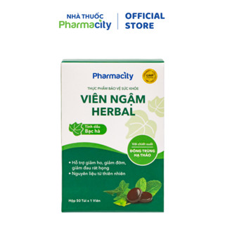 Viên ngậm thảo dược Pharmacity Herbal Lozenges hỗ trợ giảm ho, giảm đờm, giảm đau rát họng (50 viên)