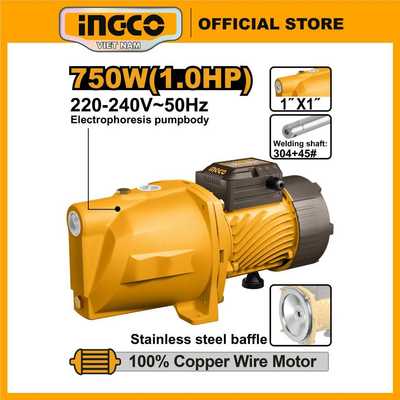 Máy bơm nước phản lực 750W, 1HP lưu lượng 55L/phút INGCO JP075068